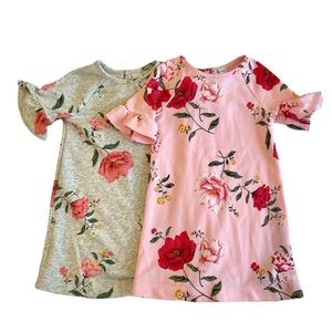 ✨2 Old Navy Toddler Girls Floral Dresses Pink/Gray